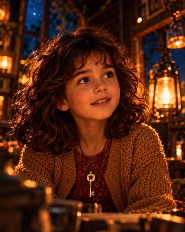 Portrait de Sofia, la clé à l'étoile au cou